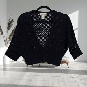 Next Era Couture Black Crochet Batwing Shrug Cardigan - Size Large - Boho Chic
